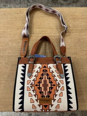 Wrangler Cream,  Tan & Brown Western Crossbody tote
